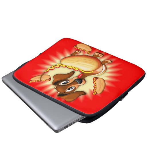 Dachshund Hot Dog Cute and Funny Character Laptop Sleeve (Voorkant onderkant)