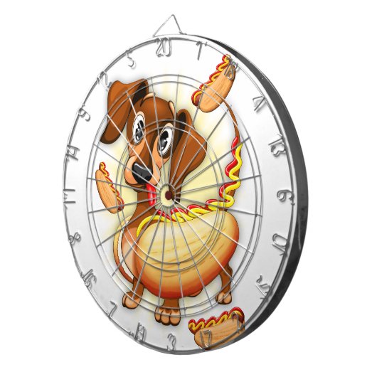 Dachshund Hot Dog Dartbord (Voorkant Rechts)