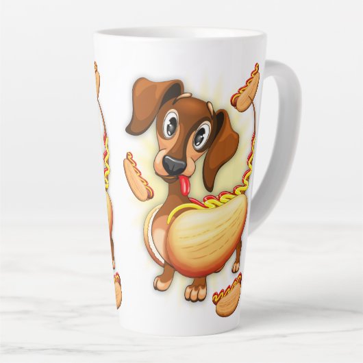 Dachshund Hot Dog Latte Mok (Rechterhoek)