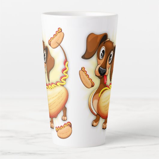 Dachshund Hot Dog Latte Mok (Voorkant)