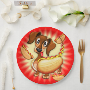 Dachshund Hot Dog Papieren Bordje