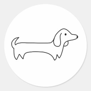 DACHSHUND, HOT DOG, SAUSAGE DOG, CUTE, HONDENLIEFH RONDE STICKER