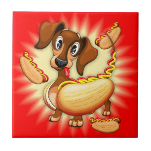 Dachshund Hot Dog Tegeltje