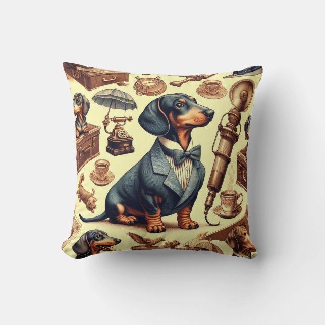  Dachshund Illustratie Kussen (Voorkant)