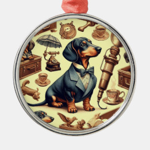 Dachshund Illustratie Metalen Ornament