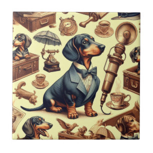  Dachshund Illustratie Tegeltje