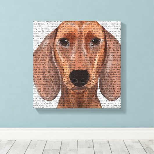 Dachshund Illustration Plain Canvas Afdruk (Insitu (Houten vloer))