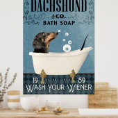 Dachshund in bad poster (Keuken)