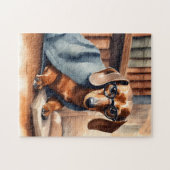  Dachshund in de Oude Bibliotheek Legpuzzel (Horizontaal)