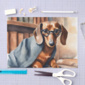  Dachshund in de Oude Bibliotheek Tissuepapier (Craft)