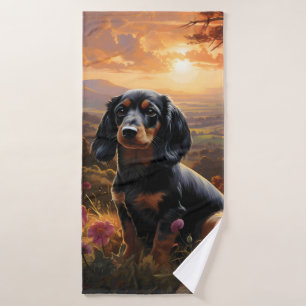 Dachshund in de schemering badhanddoek