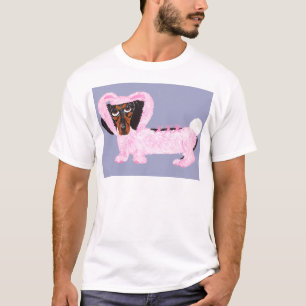 Dachshund in Fuzzy roze bunny Suit T-shirt