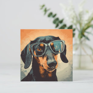 Dachshund in glazen notitiekaartje