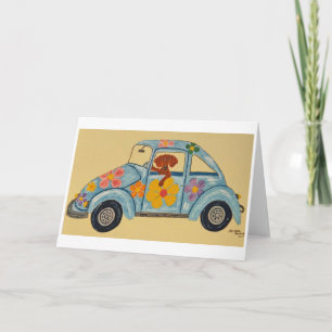 Dachshund in hippie-auto kaart