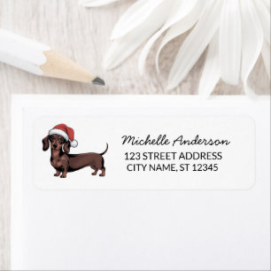 Dachshund in kerstmannenhoed Kerst retouradres Etiket