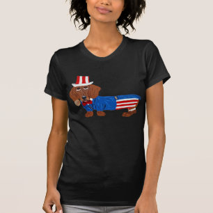Dachshund in Oom Sam-pak T-shirt