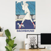 Dachshund in Poster Rain (Thuiskantoor)