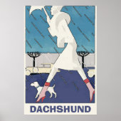 Dachshund in Poster Rain (Voorkant)