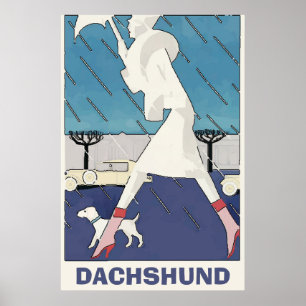 Dachshund in Poster Rain