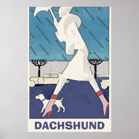 Dachshund in Poster Rain (Voorkant)