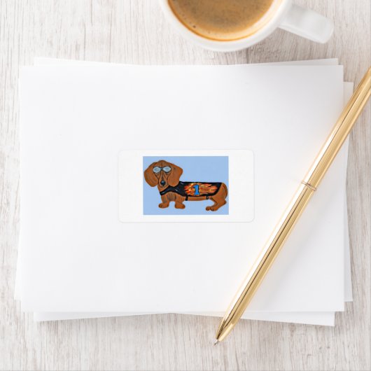 Dachshund in Racing Jacket  Etiket (Insitu)