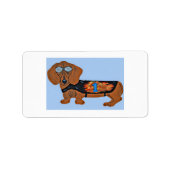 Dachshund in Racing Jacket  Etiket (Voorkant)