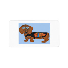 Dachshund in Racing Jacket  Etiket