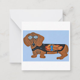 Dachshund in Racing Jacket Folded Note Card Notitiekaartje