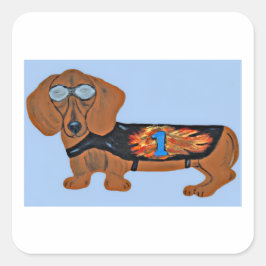 Dachshund in Racing Jacket Sticker