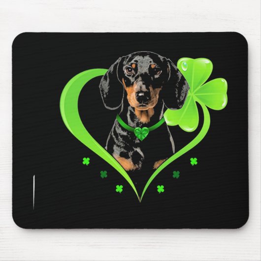 Dachshund in Shamrock Heart Muismat (Voorkant)