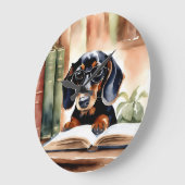 Dachshund in Waterverf Kunst Grote Klok (Hoek)