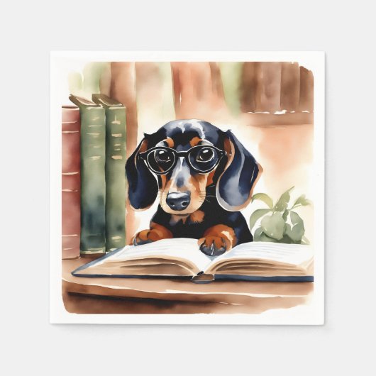 Dachshund in Waterverf Kunst Servet (Voorkant)