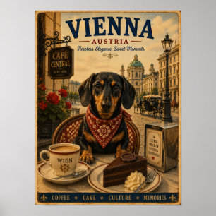 Dachshund in Wenen Vintage Reisposter Poster
