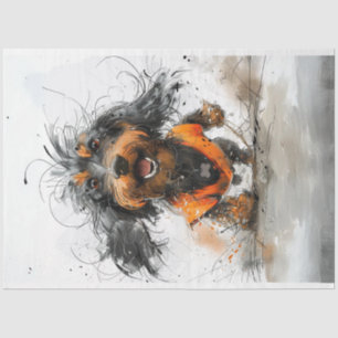Dachshund Inky de Hond Decoupage Tissuepapier