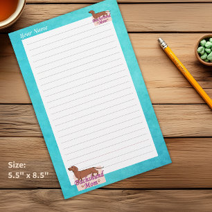 Dachshund Jouw Naam Moeder Turkoois Rand Gestreept Briefpapier
