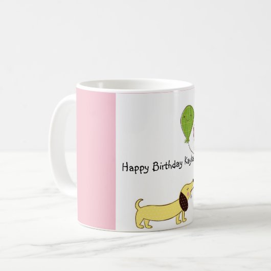 Dachshund Joyeux Anniversaire Customisé Mug (Devant gauche)