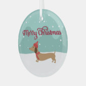 Dachshund Joyeux Arbre de Noël Ornement Neige (Avant gauche)