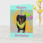 Dachshund Kaart (Gele Bloem)