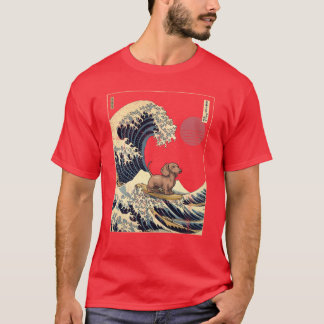Dachshund Kanagawa Japans Surfende Golf meisje T-shirt