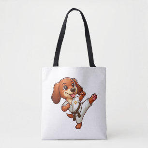 Dachshund karate martial arts hoge kick draagtas