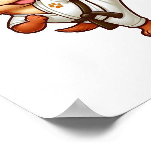 Dachshund karate martial arts hoge kick poster (Hoek)