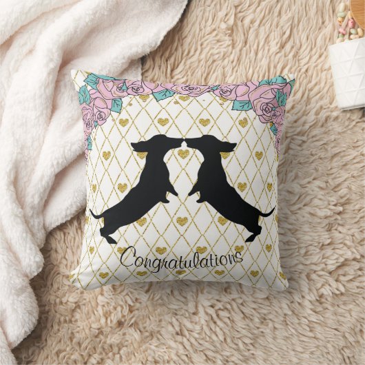 Dachshund Keepomwille Pillow Wedding Gift Two Side Kussen (Deken)