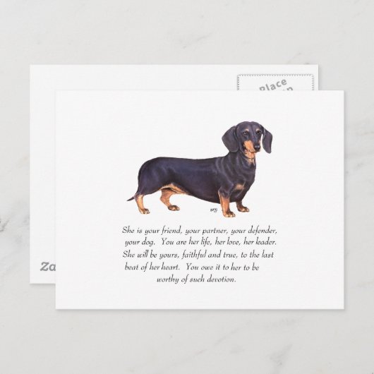 Dachshund Keepomwille - Vrouw Briefkaart (Voorkant / Achterkant)