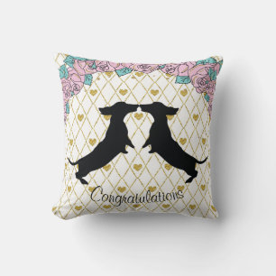 Dachshund Keepsaké Coussin Mariage cadeau deux côt