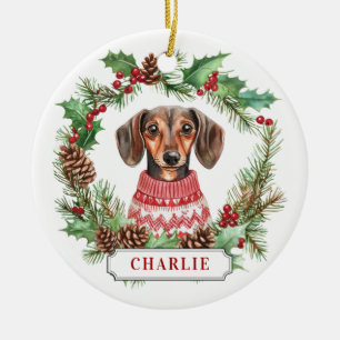 Dachshund keramische cirkel Ornament