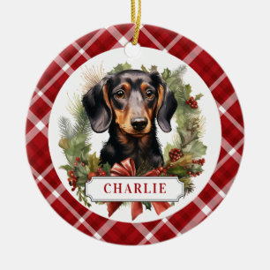 Dachshund keramische cirkel Ornament