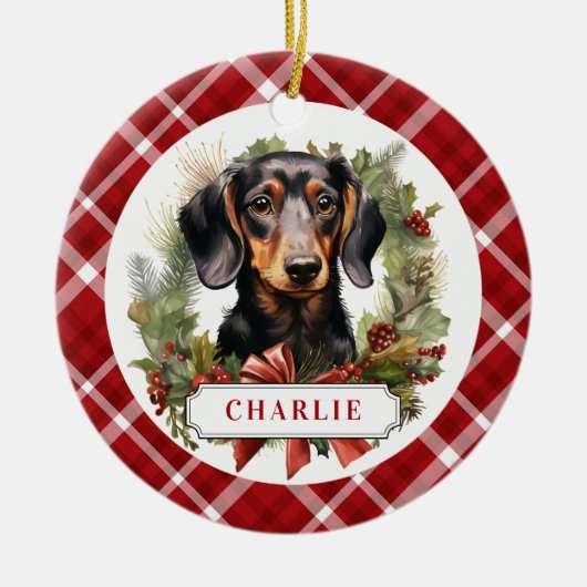 Dachshund keramische cirkel Ornament (Voorkant)