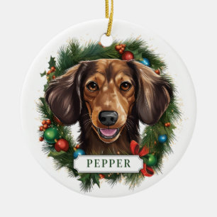 Dachshund keramische cirkelvormige ornament