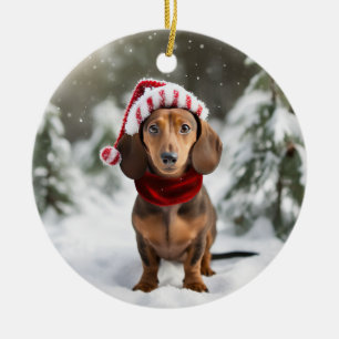 Dachshund kerst aandenken keramisch ornament