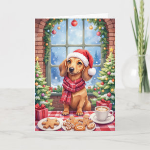 Dachshund Kerst Bakkerij Vakantie Winter Hond Kaart